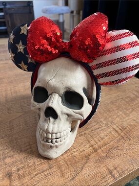 Disney Patriotic Sequin Minnie Ears Headband - Red, White & Blue